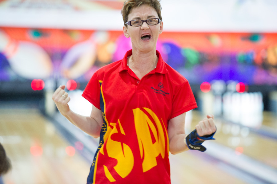 Special Olympics Australia athlete ten pin bowling athlete celebrating success 