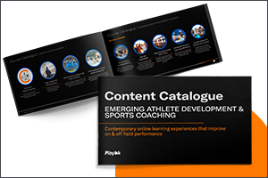 Athlete and coaching education sector content catalogue for Playbk Sports white label online courses development