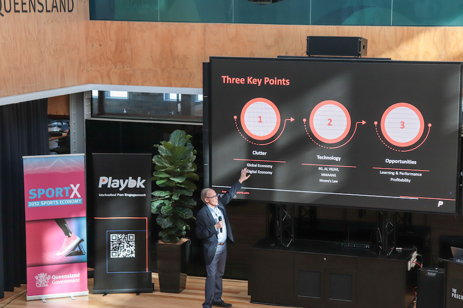 Rick Burton delivering a Playbk Sports keynote