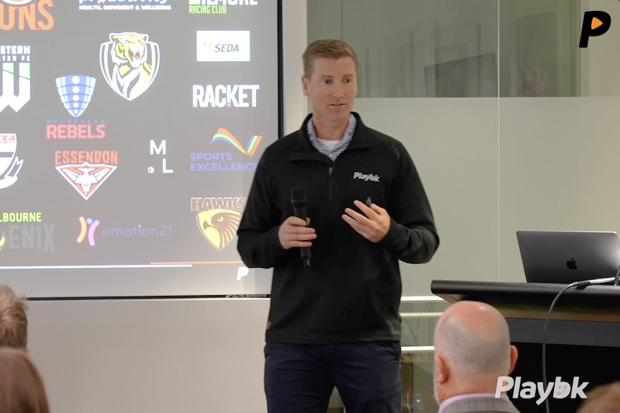 Jon Shepherd presenting to sport executives on commercializing fans